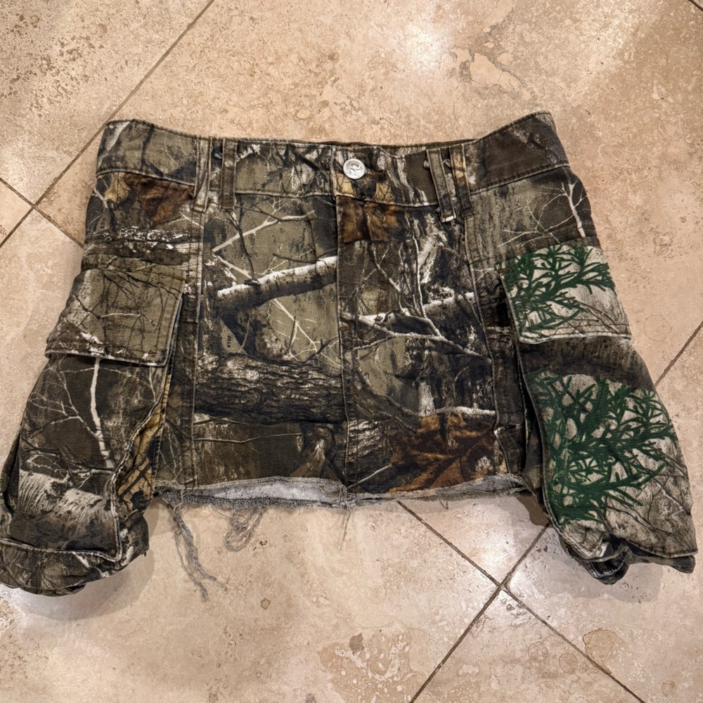 Revice Camo Denim Cargo Skirt